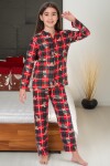 Kız Çocuk Ekose Desenli Pijama Takımı 12135