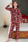 Kız Çocuk Ekose Desenli Pijama Takımı 12135