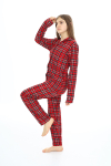 Kız Çocuk Ekose Pijama Takımı 12164
