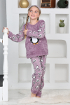 Kız Çocuk Welsoft Kumaş-Göz Bantlı Penguenli Pijama Takımı 12281