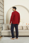 Erkek %100 İnterlok Pamuk Kumaş Ekose Bloklu Pijama Takımı 12481
