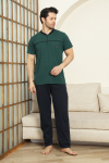 Erkek %100 Pamuk Pijama Takımı -3 Düğmeli-Robalı 12383