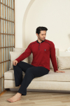Erkek %100 Pamuklu Pijama Takımı-3 Düğmeli-12440