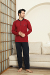 Erkek %100 Pamuklu Pijama Takımı-3 Düğmeli-12440
