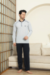 Erkek %100 Pamuklu Pijama Takımı-3 Düğmeli-12440