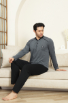 Erkek %100 Pamuklu Pijama Takımı-3 Düğmeli-12440