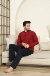 Erkek %100 Pamuklu Pijama Takımı-Robalı ve 3 Düğmeli-12489