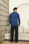 Erkek %100 Pamuklu Pijama Takımı-Robalı ve 3 Düğmeli-12489