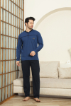 Erkek %100 Pamuklu Pijama Takımı-Robalı ve 3 Düğmeli-12489
