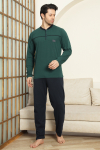 Erkek %100 Pamuklu Pijama Takımı-Robalı ve 3 Düğmeli-12489