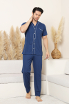 Erkek Boydan Düğmeli %100 Pamuklu Pijama Takımı 12385