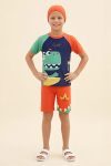 Erkek Çocuk 3lü Mayo Takımı (Şort+Üst Mayo+Bone) 3-12 Yaş 12593B