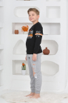 Erkek Çocuk Baskılı %100 Pamuk İnterlok Kumaş Pijama Takımı 12446