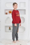 Erkek Çocuk Baskılı %100 Pamuk İnterlok Kumaş Pijama Takımı 12446