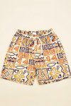 Erkek Çocuk Deniz&Havuz Şortu-Fermuar Cepli ve Desenli 4-15 Yaş 12612B