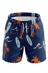 Erkek Çocuk Deniz&Havuz Şortu-Fermuar Cepli ve Desenli 4-15 Yaş 12612B