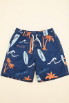 Erkek Çocuk Deniz&Havuz Şortu-Fermuar Cepli ve Desenli 4-15 Yaş 12612B