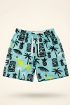 Erkek Çocuk Fermuar Cepli ve Desenli Deniz&Havuz Şortu 4-15 Yaş 12613B
