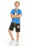 Erkek Çocuk Görsel Tasarımlı ve Kaprili Alt-Üst Takım 3-10 Yaş 12554