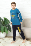Erkek Çocuk Pijama Takımı %100 Pamuk İnterlok Kumaş 12447