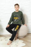 Erkek Çocuk Pijama Takımı %100 Pamuk İnterlok Kumaş 12447