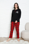 Kadın Pijama Takımı - Ekose Altlı- Eş Versiyonlu -12581