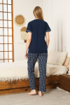 Kadın Pijama Takımı-Pamuk Penye Kumaş-3 Düğmeli 12607