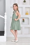Kız Çocuk %100 Pamuk Keten Elbise 12197