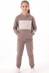 Kız Çocuk 2 İplik Küfe Yazı Görselli Kapüşonlu Alt-Üst Takım 12374