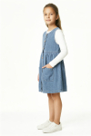 Kız Çocuk 2li Jean Elbise (Çift Cepli Jean Elbise+Bluz)12533