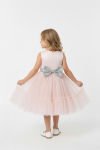 Kız Çocuk Elbise -Saten Tüllü Kumaş-Kuşak ve Fiyonk Detaylı 2-8 Yaş 12517