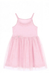 Kız Çocuk Elbise -Tüllü ve Süsleme Detaylı-Askılı Kollu- 4-8 Yaş 12536