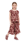 Kız Çocuk Geniş Kaprili ve Desen Detaylı Alt-Üst Takım 2-12 Yaş 12578HC