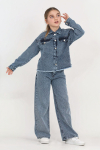 Kız Çocuk Jean Takım-Taş Süslemeli ( Ceket+Pantolon) 12452