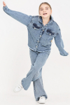 Kız Çocuk Jean Takım-Taş Süslemeli ( Ceket+Pantolon) 12452