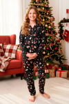 Kız Çocuk Yeni Yıl Temalı Pijama Takımı-%100 Pamuk Süet -12450