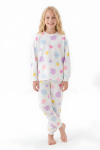 %100 Pamuk ve Baskılı Kız Çocuk Pijama Takımı 8-13 Yaş 12739IS