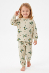 %100 Pamuk ve Baskılı Kız Çocuk Pijama Takımı 9-36 Ay 12741IS
