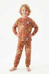 %100 Pamuk ve Görsel Baskılı Erkek Çocuk Pijama Takımı 3-8 Yaş 12746IS