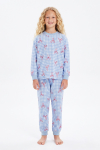 Kız Çocuk %100 Pamuk ve Baskılı Pijama Takımı 3-13 Yaş 12738IS
