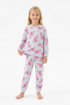 Kız Çocuk %100 Pamuk ve Filamingo Desenli Pijama Takımı 3-8 Yaş 12744IS